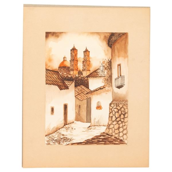 G. Ruiz - Mexican Street Scene Watercolor