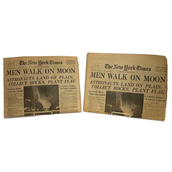 1969 NY Times "Men Walk on the Moon" Newspapers