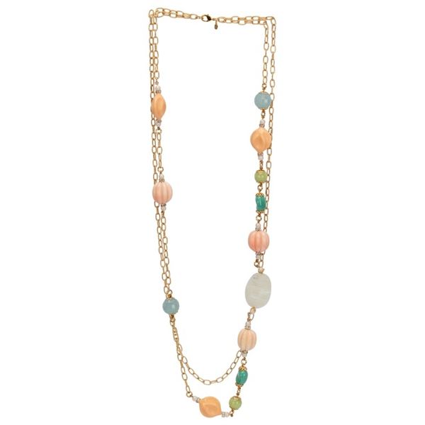 Gerald Yosca Designer Gold Tone Bead Necklace