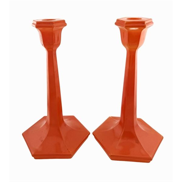 Art Deco Tango Glass Candlesticks