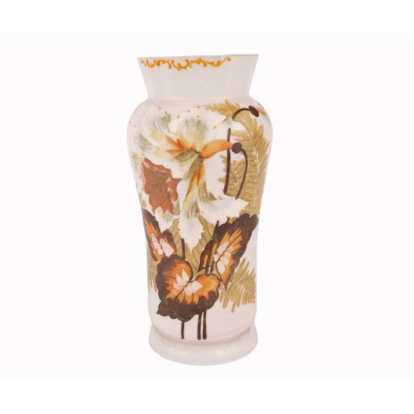 Floral Opaline Milk Glass Vase