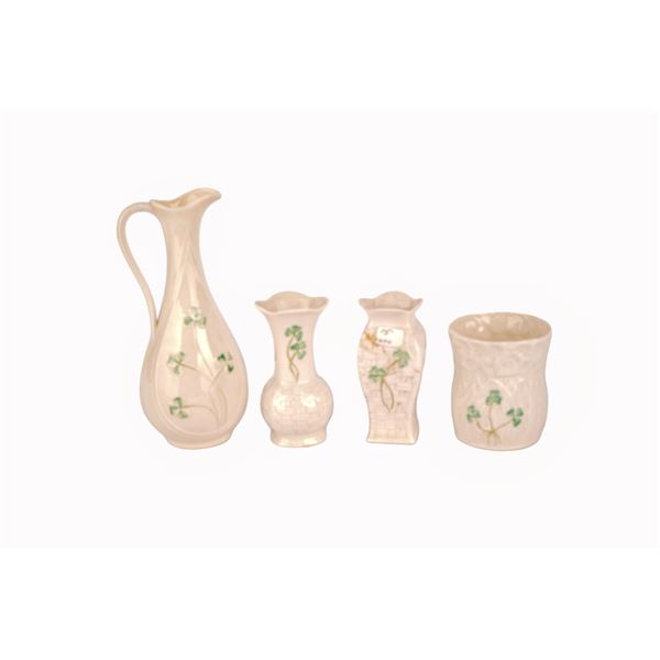 Belleek Pottery Ireland Shamrock Grouping