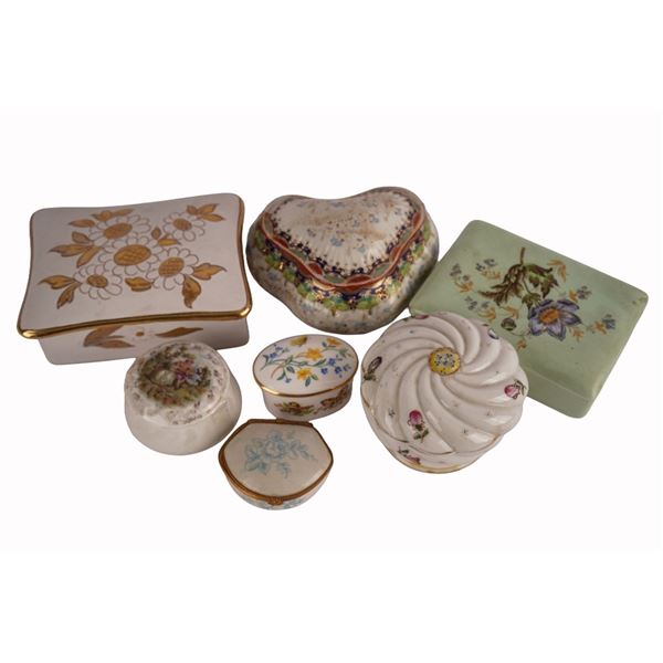 Signed Lidded Porcelain Trinket Boxes
