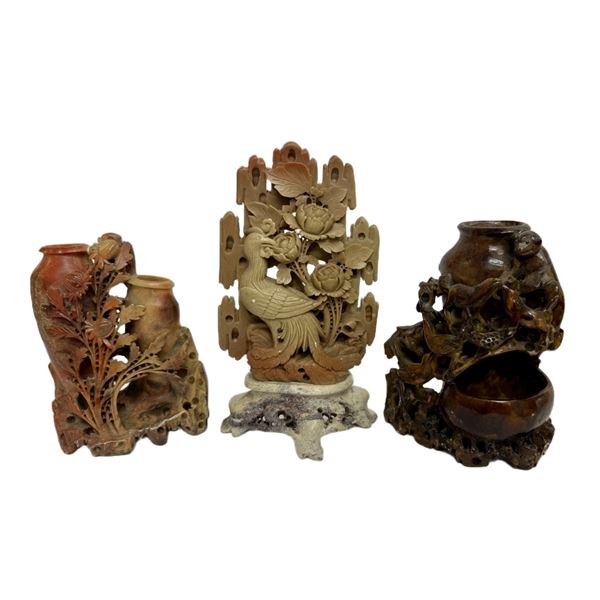 Chinese Hand-Carved Soapstone Sculptures