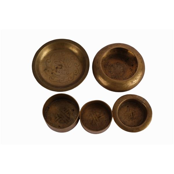 Chinese Etched Brass Dishes