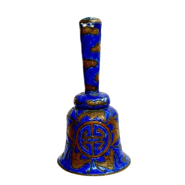 Chinese Colbalt Cloisonne Hand Bell