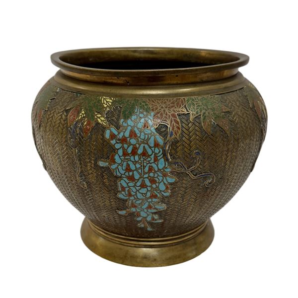 Japanese Bronze Champleve Planter