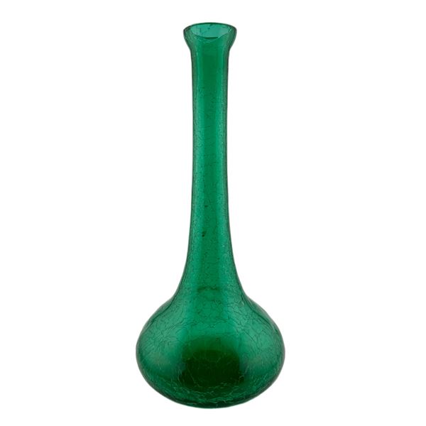 MCM Green Crackle Glass Vase