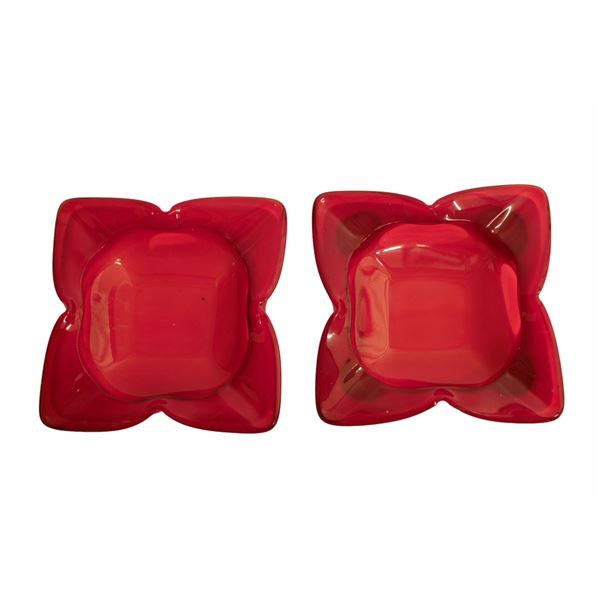Pair of MCM Sasaki Japanese Art Glass Ashtrays