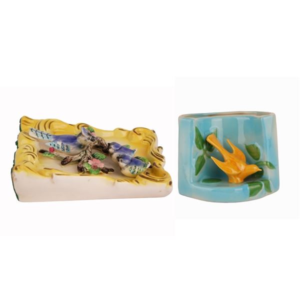 Japanese Ceramic Wall Pockets, Birds