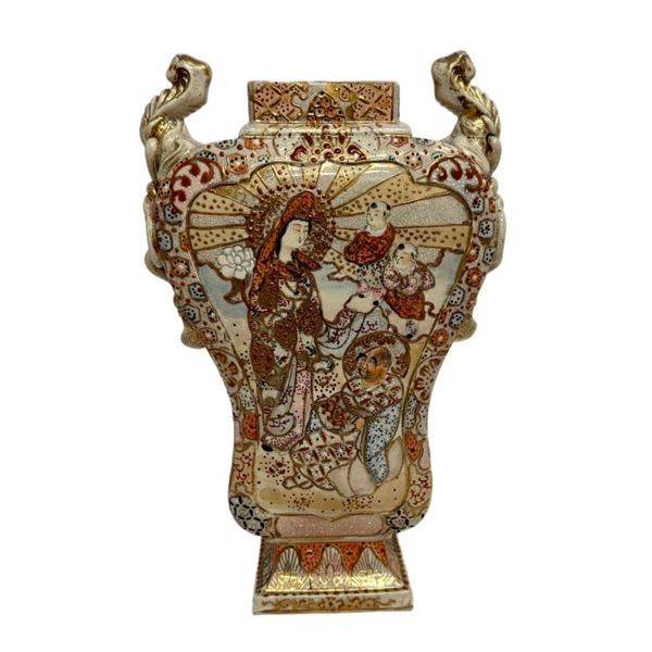 Japanese Meiji Satsuma Moon Flask Vase