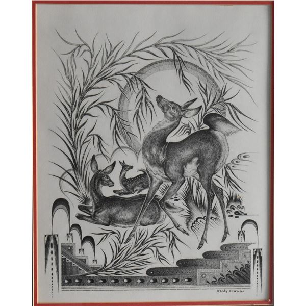 POTAWATOMI CHARCOAL PAINTING (WOODY CRUMBO)