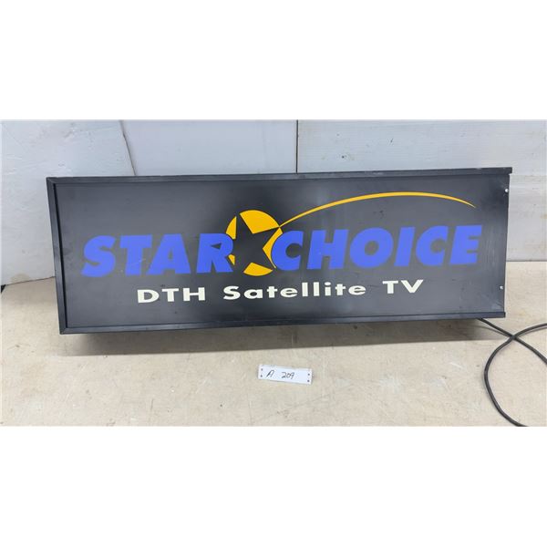 Star Choice DTH Satellite Tv Illuminated Advertising Double Sided Sign 12 1/2 x 36 x 4 1/2"