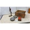 Image 1 : Du Pont Canada High Explosives Wooden Crate, 8 x 17 x 13" Kodak Film Canisters, Bottle Capper