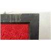 Image 2 : 4 Panel Folding Room Divider with Red Damask Fabric and Black Wood Frame 65 x 25 (Each Panel)
