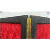 Image 3 : 4 Panel Folding Room Divider with Red Damask Fabric and Black Wood Frame 65 x 25 (Each Panel)