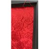 Image 4 : 4 Panel Folding Room Divider with Red Damask Fabric and Black Wood Frame 65 x 25 (Each Panel)
