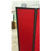 Image 5 : 4 Panel Folding Room Divider with Red Damask Fabric and Black Wood Frame 65 x 25 (Each Panel)