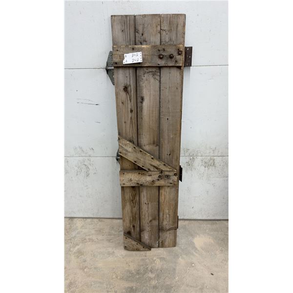 Rustic Wooden Barn Door with Iron Strap Hinges and Z-Brace Construction 60 x 15-1/2"