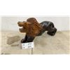 Image 1 : Hand-Carved Wooden Lion Sculpture with Two-Tone Finish 18"