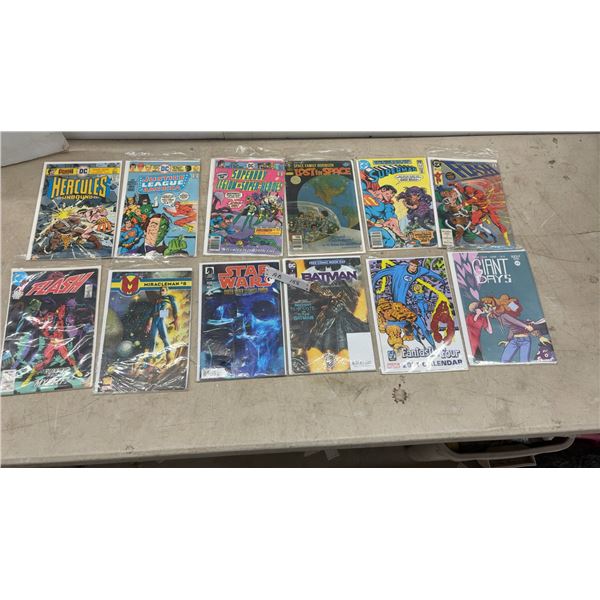 Collection of 12 Vintage Comic Books Including Flash, Superman, Star Wars, and More, 0.25 & Up