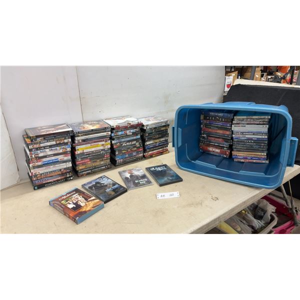 Large Collection of DVDs and Including Movies and Tv Series with Tote
