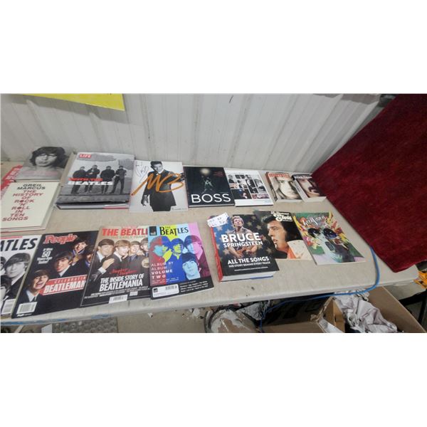 Collection of 15 Rock Music Books and Magazines Including Beatles, Springsteen, Zappa, and More