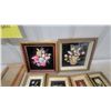 Image 2 : Collection of Framed Shell Art Floral Arrangements on Black Velvet and More biggest10 X 10"