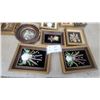 Image 5 : Collection of Framed Shell Art Floral Arrangements on Black Velvet and More biggest10 X 10"