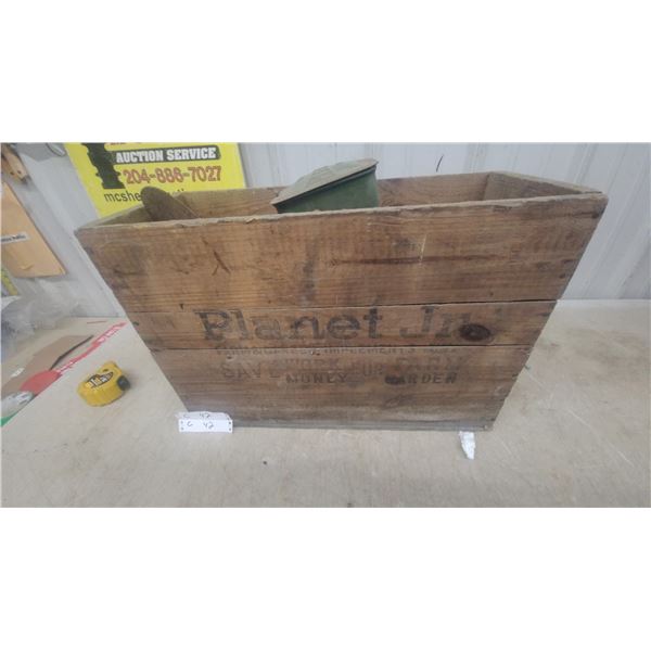 Planet Jr. No. 4 Farm and Garden Seeder with Original Wooden Crate Rare to Come with Crate