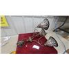 Image 1 : Tiffany-Style Three-Light Chandelier with Stained Glass Shades and Bronze-Tone Finish