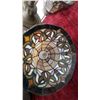 Image 6 : Tiffany-Style Three-Light Chandelier with Stained Glass Shades and Bronze-Tone Finish