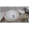 Image 6 : Vintage Columbian White Enamelware with Red Trim Pots, Bowls, Lids, and More