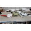 Image 7 : Vintage Columbian White Enamelware with Red Trim Pots, Bowls, Lids, and More