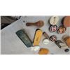 Image 2 : Vintage Wooden Shoe Shine Box with Kiwi Polish, Brushes, and More