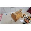 Image 6 : Vintage Wooden Shoe Shine Box with Kiwi Polish, Brushes, and More