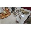 Image 3 : Copper and Brass Coffee Set with Pewter Vessels, Photo Frames, Brass Ship Plates, and More