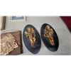 Image 2 : Framed Floral Prints, Cherub Wall Plaques, Signed Woodblock Prints, Eagle Plaque, and More