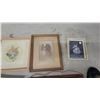 Image 9 : Framed Floral Prints, Cherub Wall Plaques, Signed Woodblock Prints, Eagle Plaque, and More
