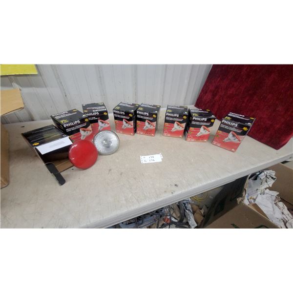 Philips PAR38 Flood Light Bulbs, Red and Clear, Boxed and Loose, Approximately 8 Pieces