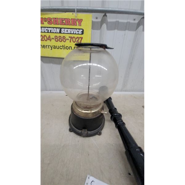 Vintage Ford Gumball Machine with Glass Globe and Cast Iron Pedestal Base