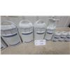 Image 3 : White Ceramic Canister Set with Blue Greek Key Design and Spice Jars 9 Pc. Made in Germany