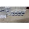 Image 4 : White Ceramic Canister Set with Blue Greek Key Design and Spice Jars 9 Pc. Made in Germany