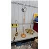 Image 1 : Mid-Century Copper and Wood Floor Lamp with Adjustable Cone Shade Table Lamp Light Fixture
