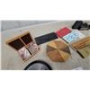 Image 4 : Vintage Games Lot: Skip-Bo, Cribbage Boards, Record Clock, Vintsge Mini Turntable, and More