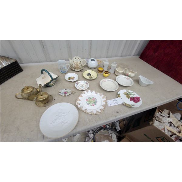 Assorted Vintage China Plates, Creamers, and More