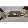 Image 4 : Vintage Box Fan and Double Burner Electric Hot Plate Starbuck Drinkware and Lamp