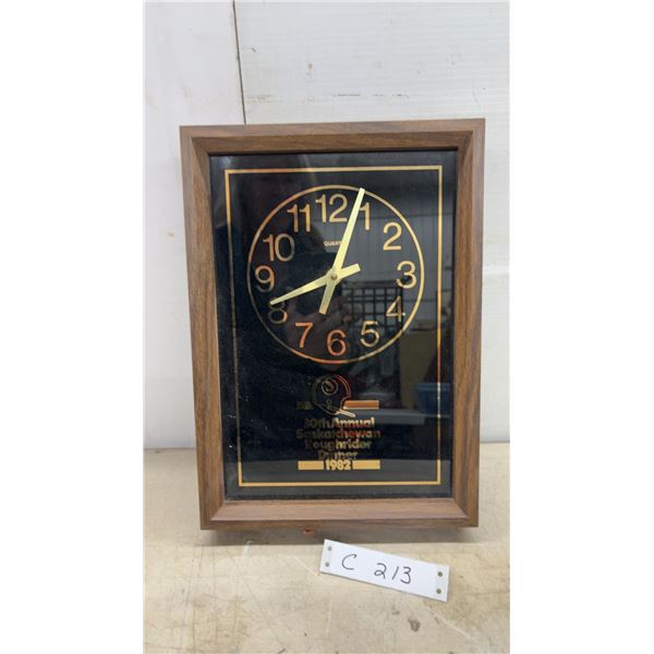 Saskatchewan Roughriders 30th Annual Dinner 1982 Commemorative Quartz Wall Clock 14 x 10"