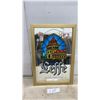Image 1 : Leffe Belgian Beer Illuminated Bar Mirror Sign with Stained Glass Abbey Design 20 x 14"