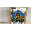 Image 4 : Leffe Belgian Beer Illuminated Bar Mirror Sign with Stained Glass Abbey Design 20 x 14"